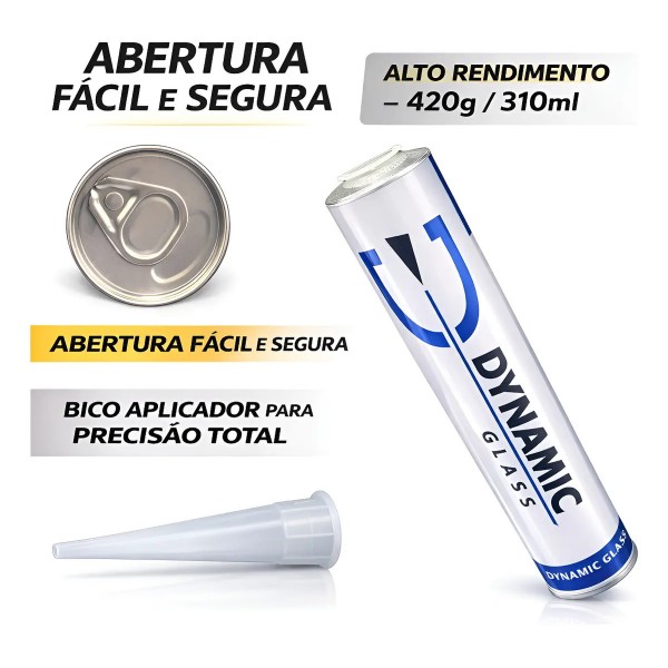 Kit 12 Cola Pu55 Selante Dynamic Glass Parabrisa + Aplicador
