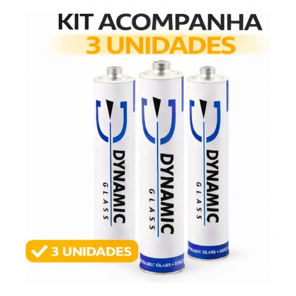 Kit 3 Colas Pu55 Dynamic Glass Parabrisas Vidros + Bico