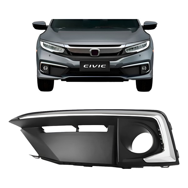 Moldura Milha Civic 2020 A 2021 Com Friso Cromado