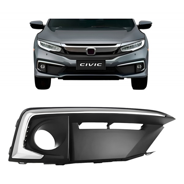 Moldura Milha Civic 2020 A 2021 Com Friso Cromado