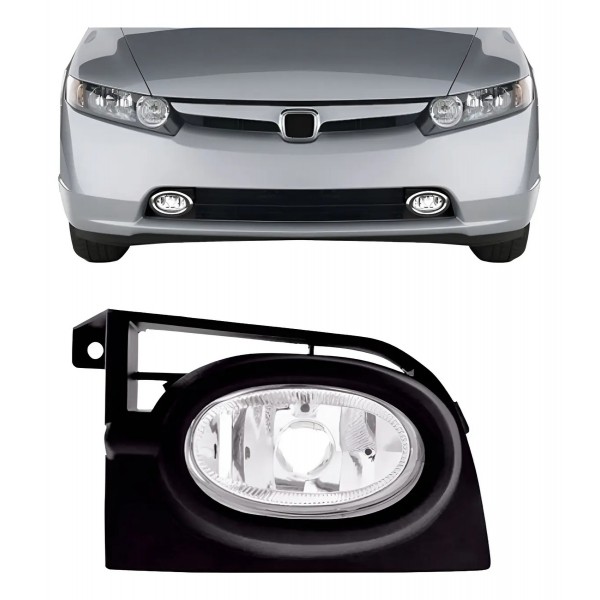 Farol Milha Auxiliar Civic Exs 2006 2007 2008 Com Moldura