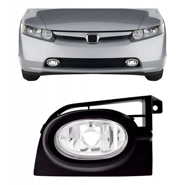 Farol Milha Auxiliar Civic Exs 2006 2007 2008 Com Moldura