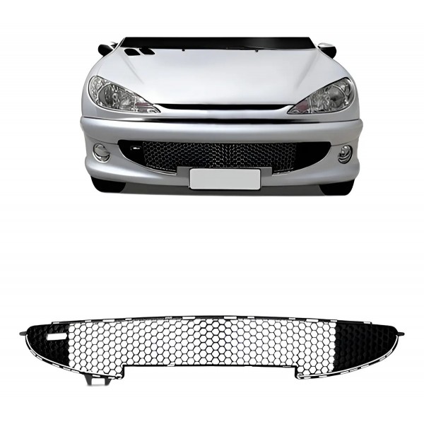 Grade Central Para Peugeot 206 04 A 10 Preto C/friso Cromado Cinza
