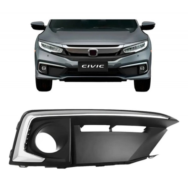Moldura Milha Civic 2020 A 2021 Com Friso Cromado