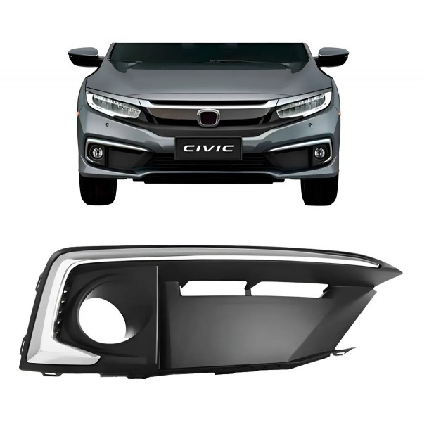 Moldura Milha Civic 2020 A 2021 Com Friso Cromado