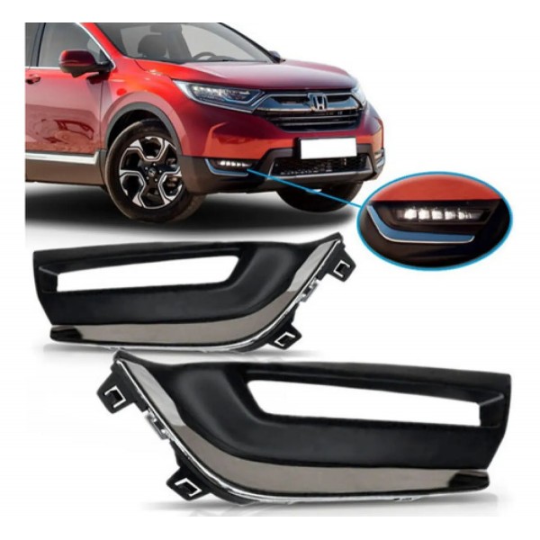 Par Moldura Milha Crv 2018 Com Friso Cromado
