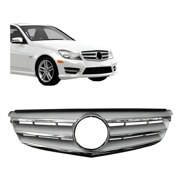 Grade Radiador Mercedes C180 2012 2013 2014 Cromado E Prata.