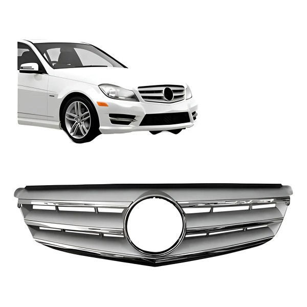 Grade Radiador Mercedes C180 2012 2013 2014 Cromado E Prata Prateado