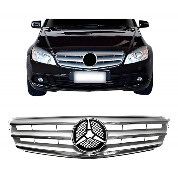 Grade Mercedes C180 2008 2009 2010 11 Friso Cromado C/emblem Prateado
