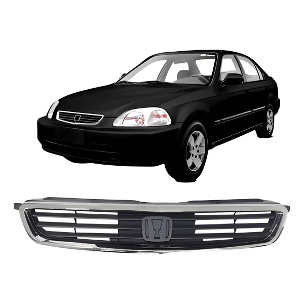 Grade Radiador Civic 1996 1997 1998 Com Moldura Cromada
