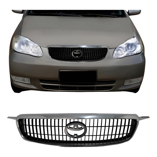 Grade Radiador Toyota Corolla Seg 2003 2004 Preto Moldura Cr - Preto