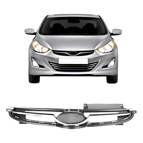 Grade Para Hyundai Elantra 15 2016 Preto Com Moldura Cromada Preto