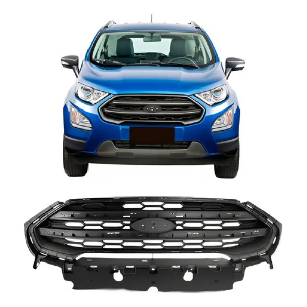 Grade Radiador Ecosport 2017 A 2019 Preto Sem Friso Preto