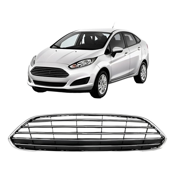 Grade Radiador Fiesta 2013 A 2016 Sedan Cinza Moldura Cromad