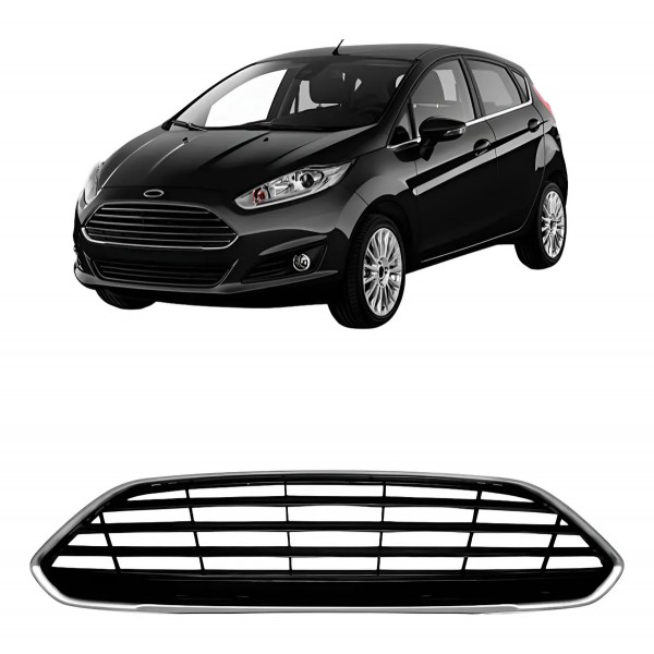 Grade Radiador Fiesta Hatch 2013 A 2016 Moldura Cinza