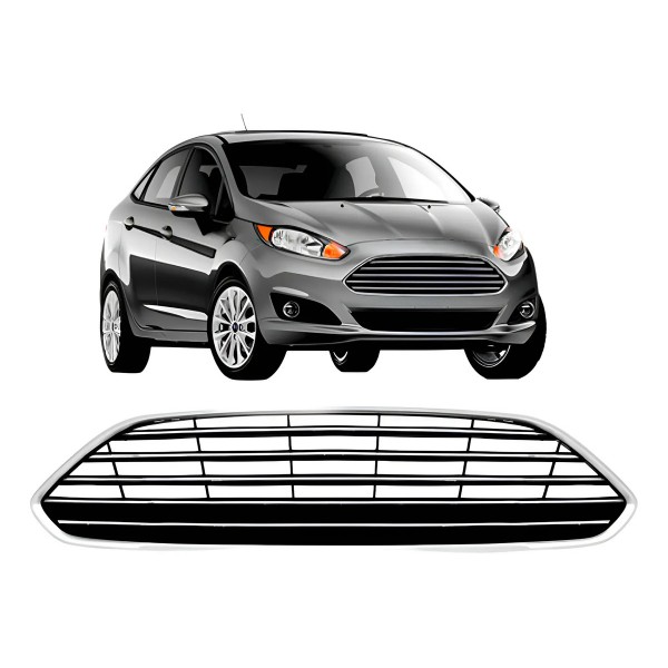 Grade Radiador New Fiesta 2013 A 2016 Preto C/ Friso Cromado
