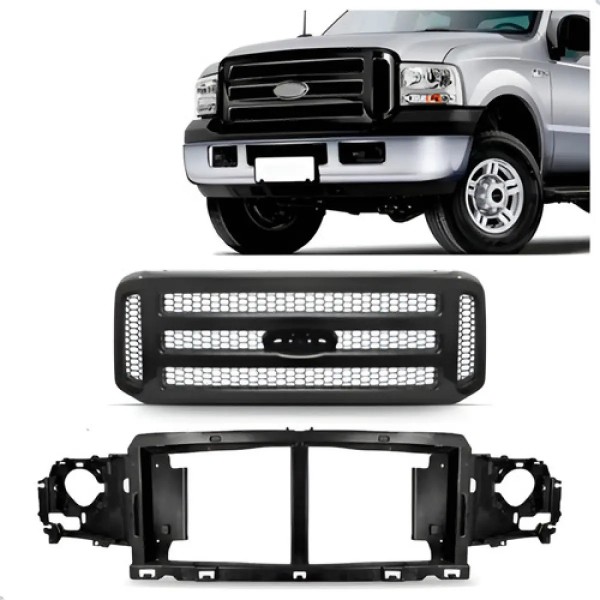 Kit Grade E Painel Frontal Ford F250 2006 A 2012 Cor Preta