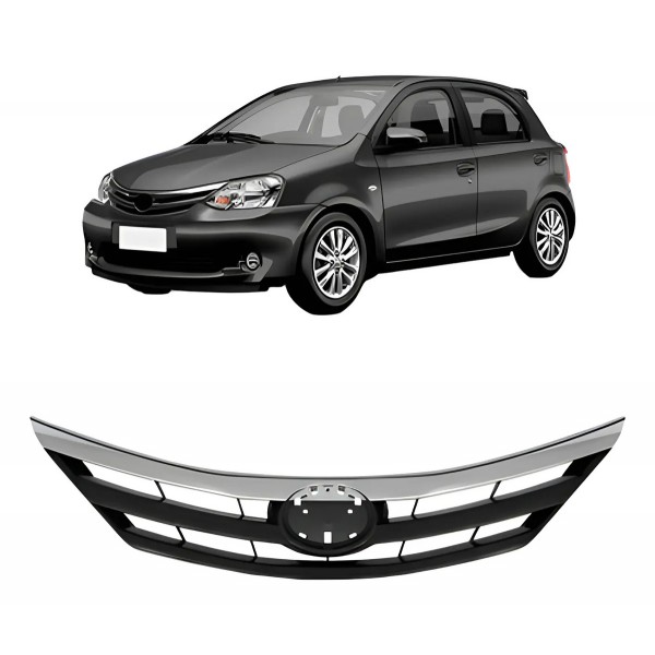 Grade Radiador Etios 2013 A 2016 Preta Com Friso Cromado