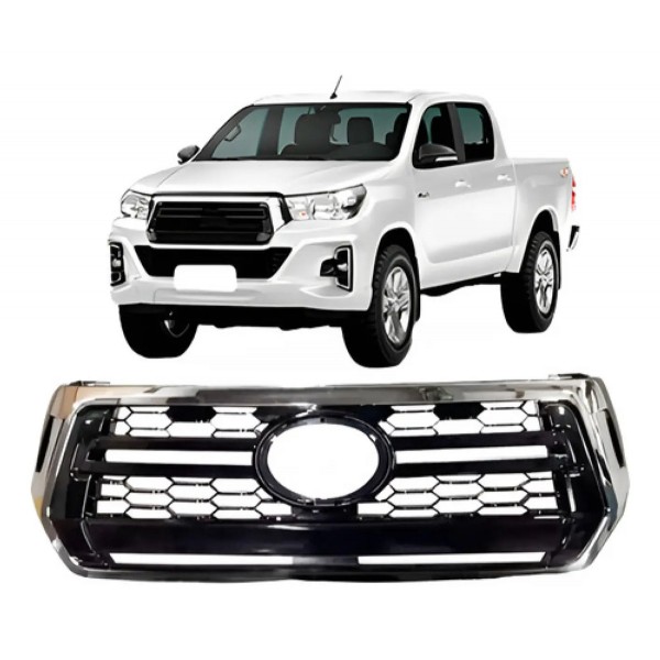 Grade Radiador Hilux Srv 2018 Até 2020 Cromada Preto