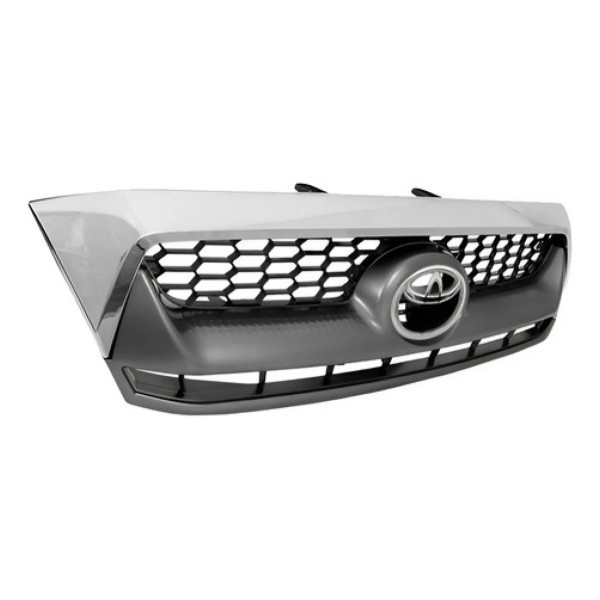 Grade Radiador Hilux Srv 2009 A 2011 Cinza Moldura Cromada