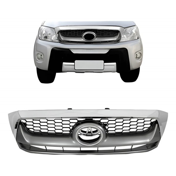 Grade Radiador Hilux Srv 2009 A 2011 Cinza Moldura Cromada