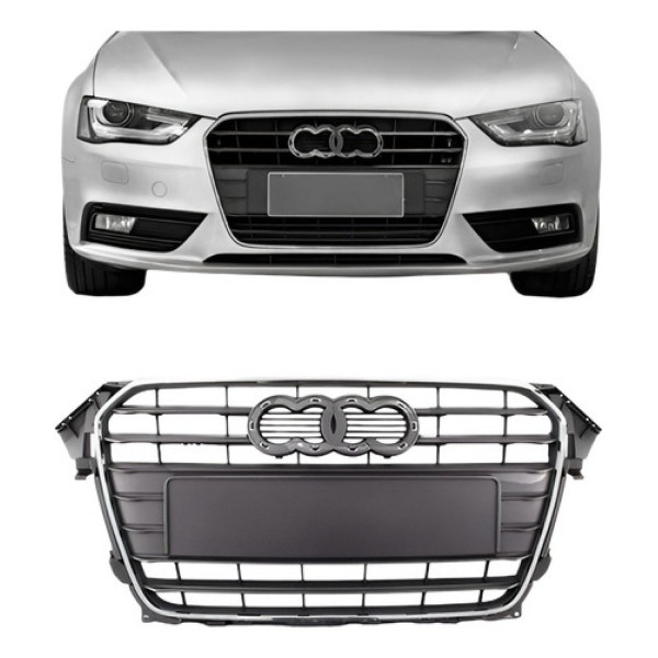 Tela Radiador Audi A4 2013 2014 2015 Moldura Cromada Nova Preto