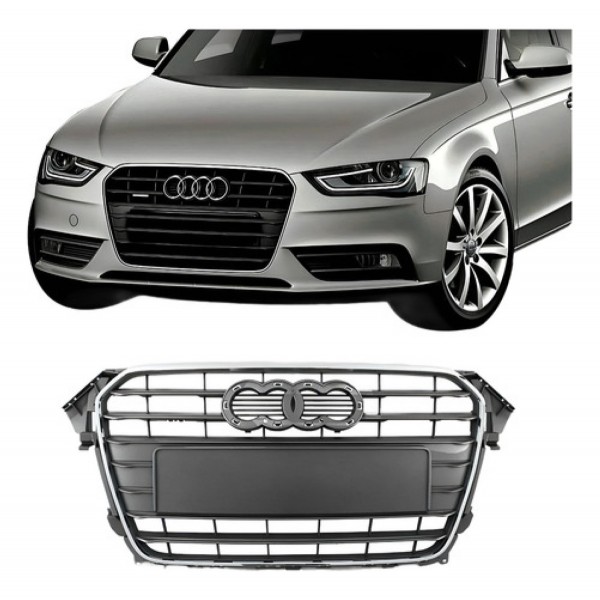Grade Radiador Audi A4 2013 2014 2015 Preta Moldura Cromada