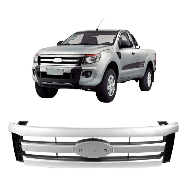 Grade Radiador  Ranger 2013 A 2016 Preta Moldura Cinza
