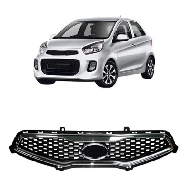 Grade Radiador Picanto 2012 A 2015 Preto C/ Moldura Cromada