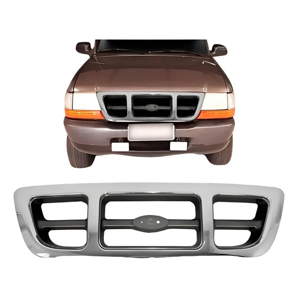Grade Radiador Ford Ranger 2000 Á 2004 Cromada/cinza