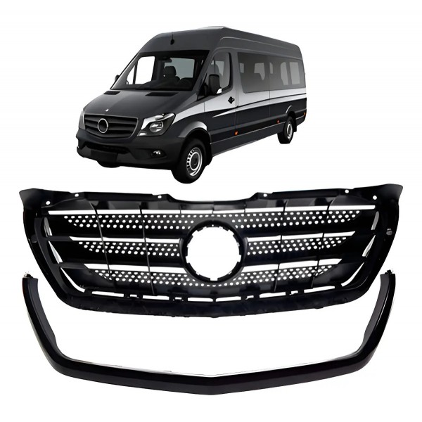 Grade Radiador Sprinter 2017 A 2018 Com Moldura Preto