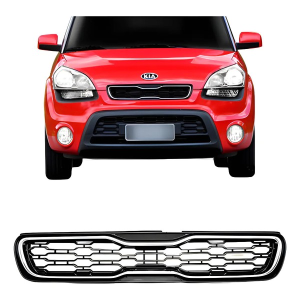 Grade Radiador Kia Soul 2012 A 2014 Com Friso Cromado Preto
