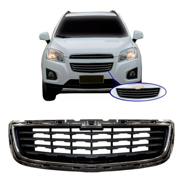 Grade Radiador Tracker 2014 A 2016 Inferior Preto Cromado Preto