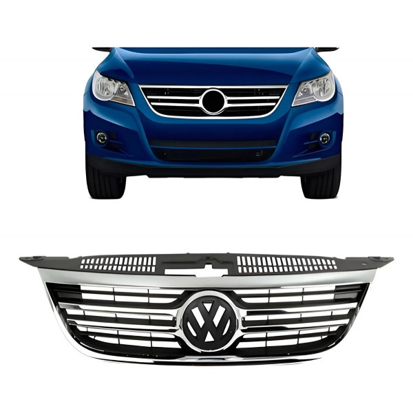 Grade Radiador Tiguan 2007 A 2011 Com Friso Cromado Preto
