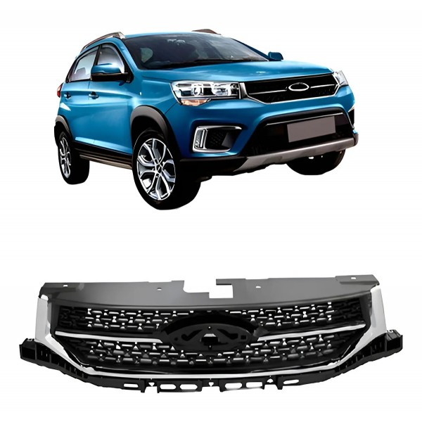 Grade Radiador Tiggo 2 2018 2019 Preto E Cromado S/ Emblema