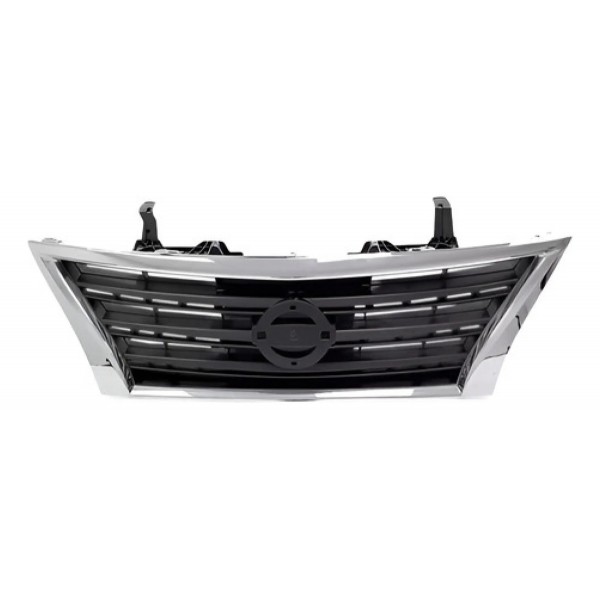 Grade Radiador Versa 2015 A 2018 Preto Moldura Cromada Preto