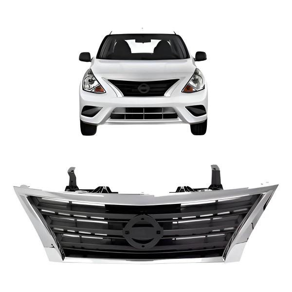 Grade Radiador Versa 2015 A 2018 Preto Moldura Cromada Preto