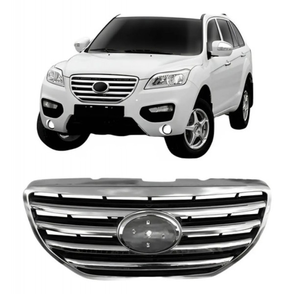 Grade Radiador Lifan X60 2013 A 2016 Preto E Cromado Preto