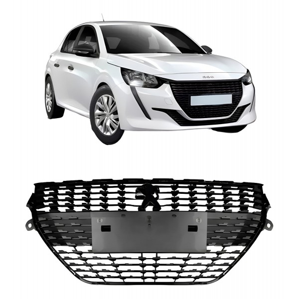 Grade Radiador Para Peugeot 208 2020 A 2024 Preta Sem Cromo