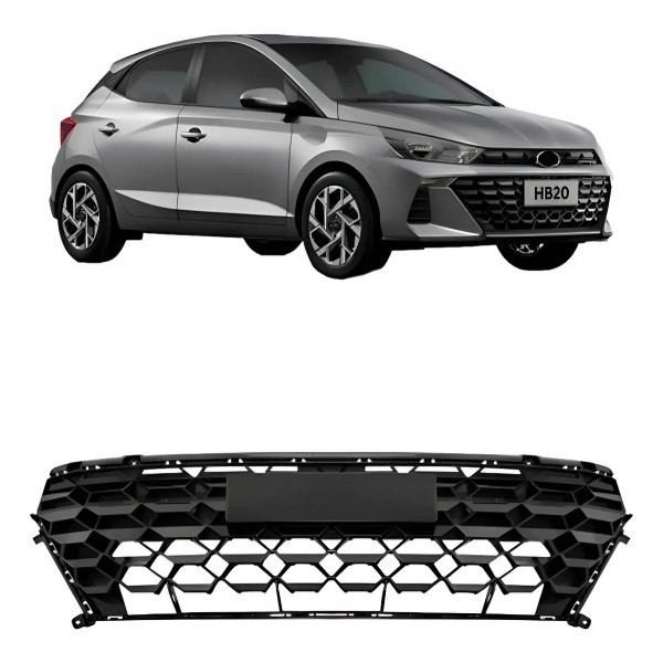 Grade Central Para Hyundai Hb20 2023 A 2024  Preta Brilhante Black Piano