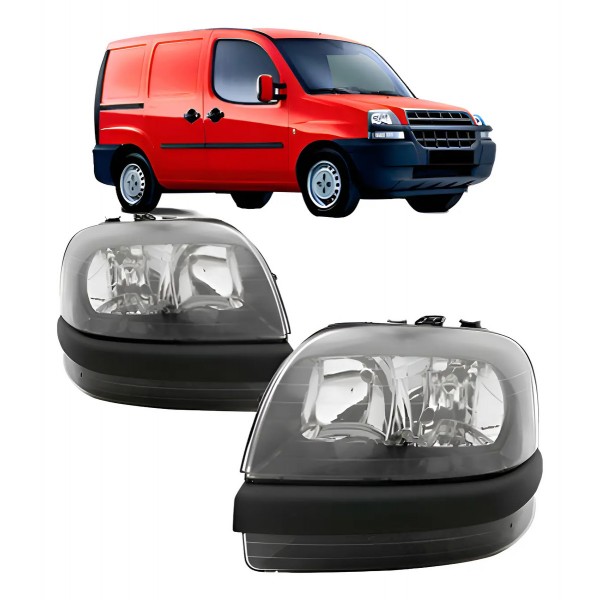 Par Farol Para Fiat Doblo 2002 A 2009 Fumê Com Auxiliar