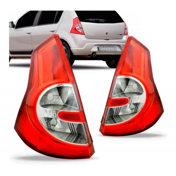 Par Lanterna Traseira Para Renault Sandero 08 A 11 Bicolor Vermelho