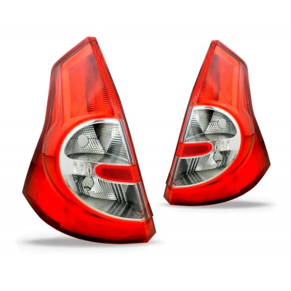 Par Lanterna Traseira Para Renault Sandero 08 A 11 Bicolor Vermelho