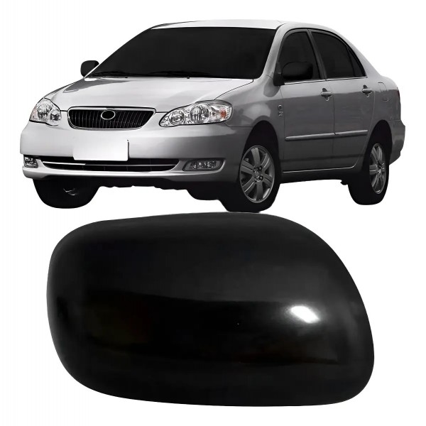 Capa Retrovisor Corolla 2003 2004 2005 2006 2007 Preto Liso