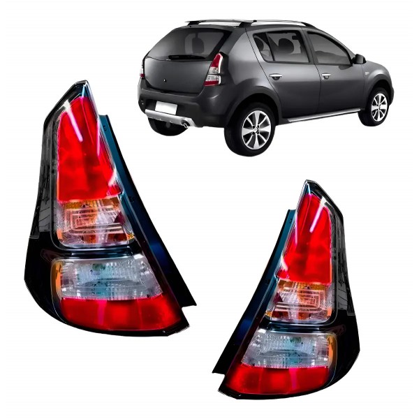 Par Lanterna Traseira Sandero Stepway 2012 2013 2014 Fume Vermelho