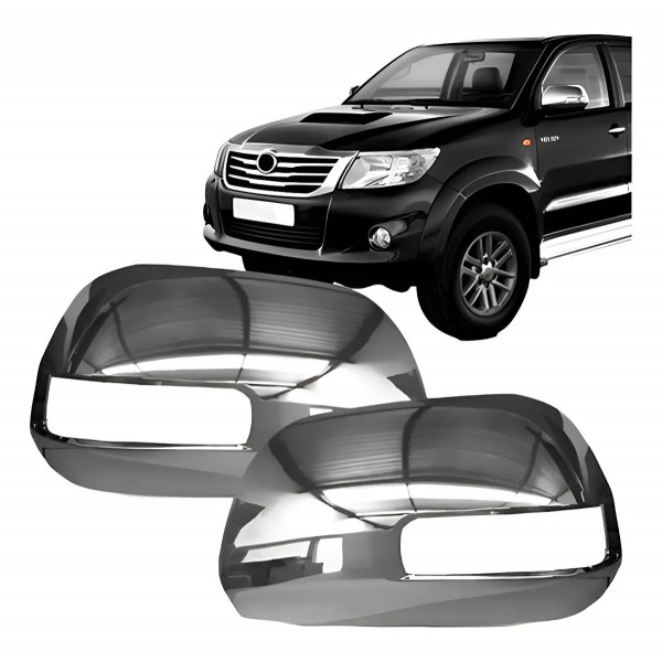 Par Capa Retrovisor Hilux 2013 2014 2015 2016 Cromado C/furo