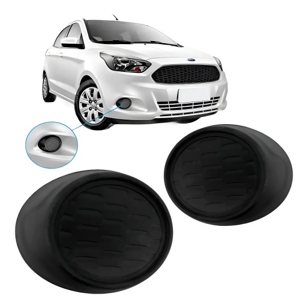 Moldura Tampa Do Parachoque Ford Ka 2015 16 17 2018 S/ Furo Preto Esquerdo