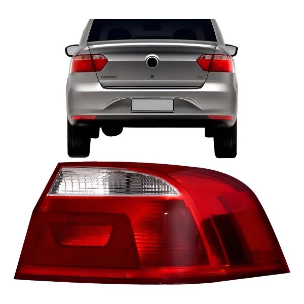 Lanterna Traseira Voyage 2013 A 2016 Bicolor Borda Cromada