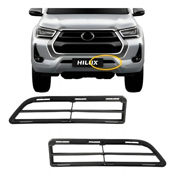 Par Grade Inferior Parachoque Dianteiro Hilux Srv 2021 2022 Preto