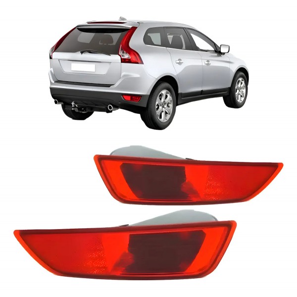 Par Refletor Parachoque Traseiro Xc60 08 09 10 11 12 13 14 Vermelho